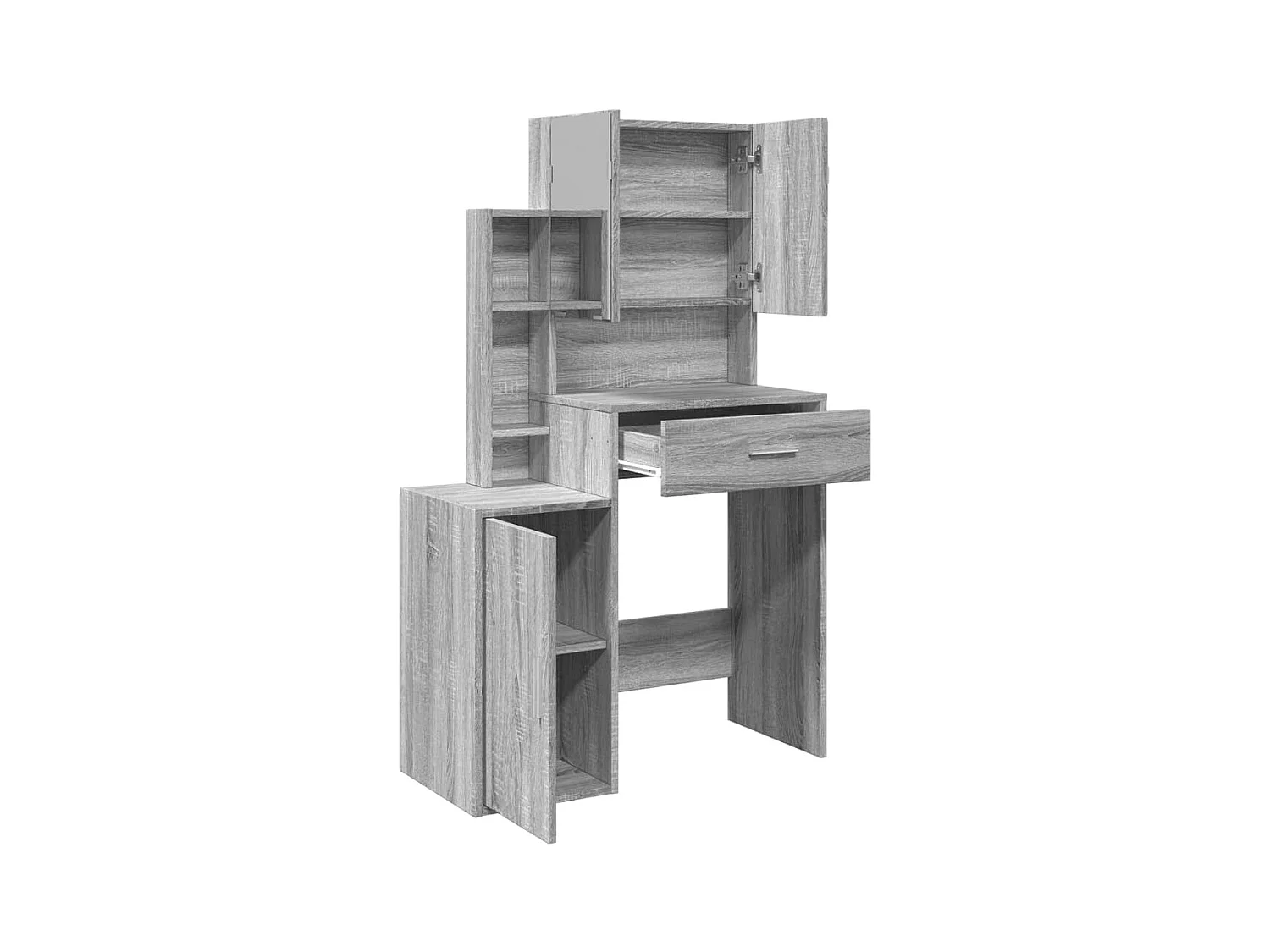 Tocador con mueble sonoma gris 80x35x132 cm