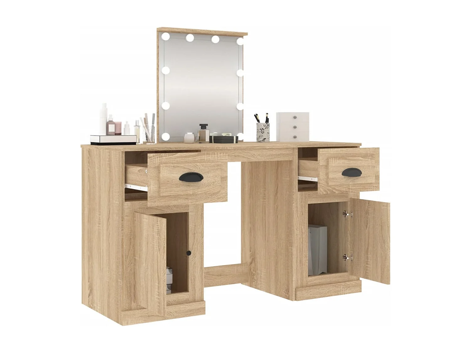 Tocador con LED roble sonoma 130x50x132,5 cm