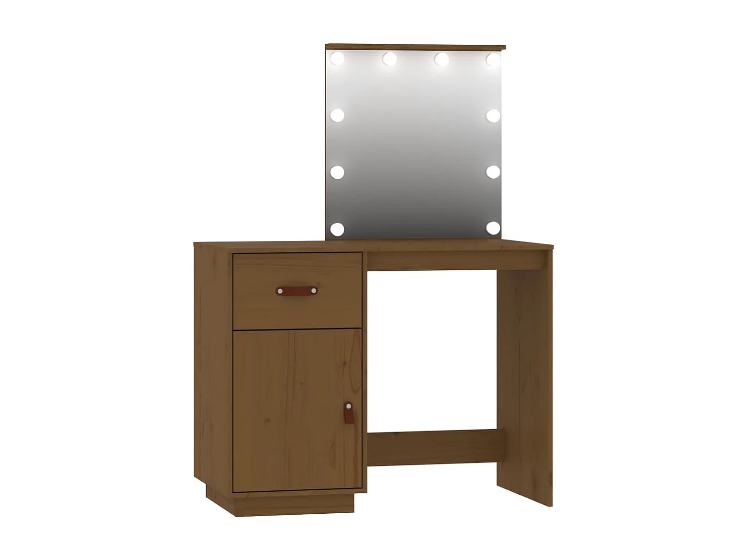 Ensemble de coiffeuse avec LED Marron miel Bois de pin solide