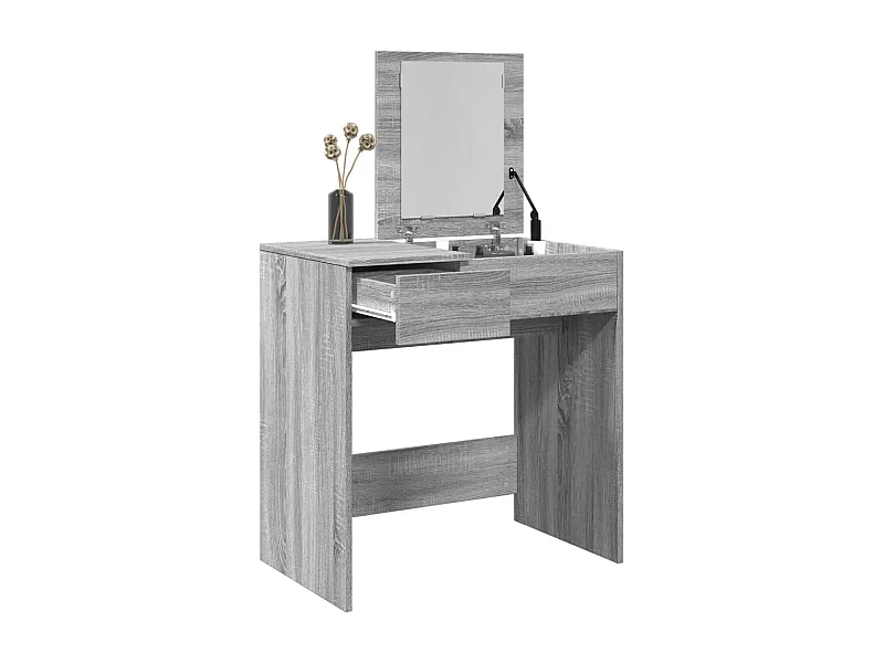 Kaptafel met spiegel sonoma grijs 73x46,5x120 cm