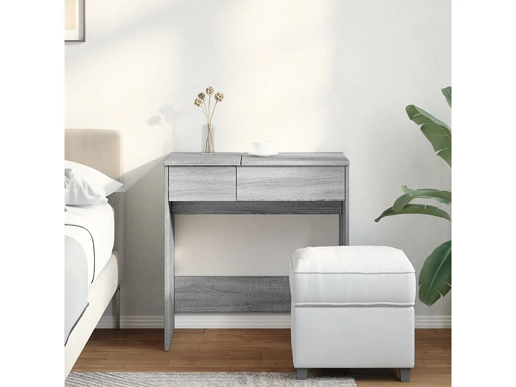 Kaptafel met spiegel sonoma grijs 73x46,5x120 cm