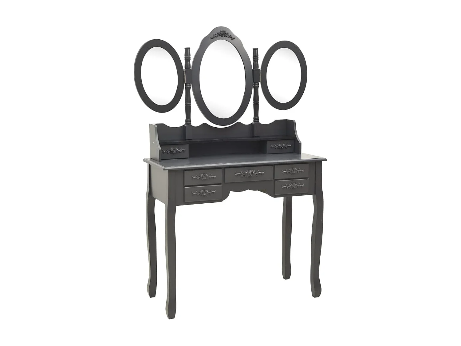 Coiffeuse avec tabouret et miroir pliable en 3 Gris