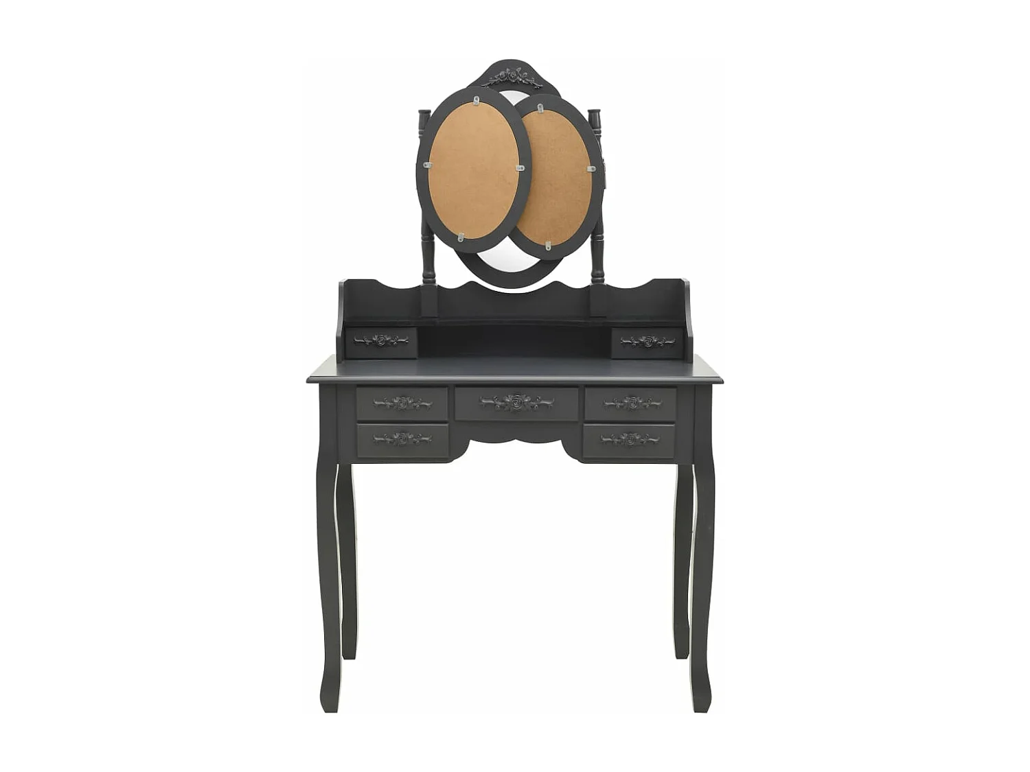 Coiffeuse avec tabouret et miroir pliable en 3 Gris