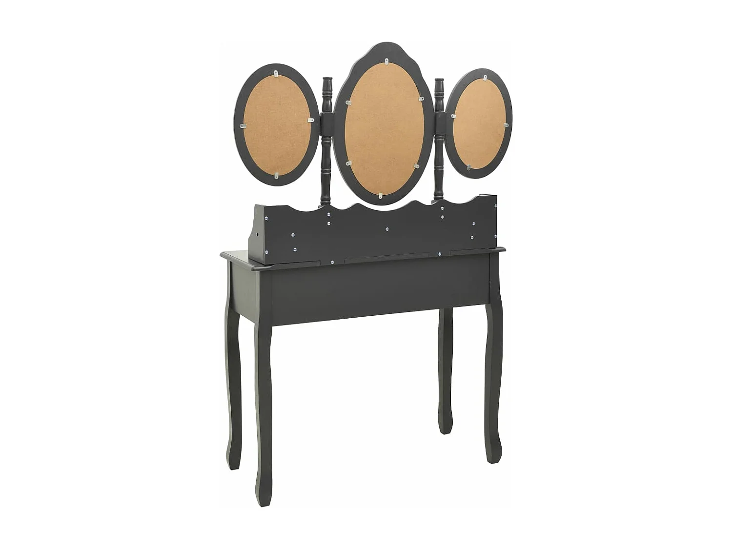 Coiffeuse avec tabouret et miroir pliable en 3 Gris