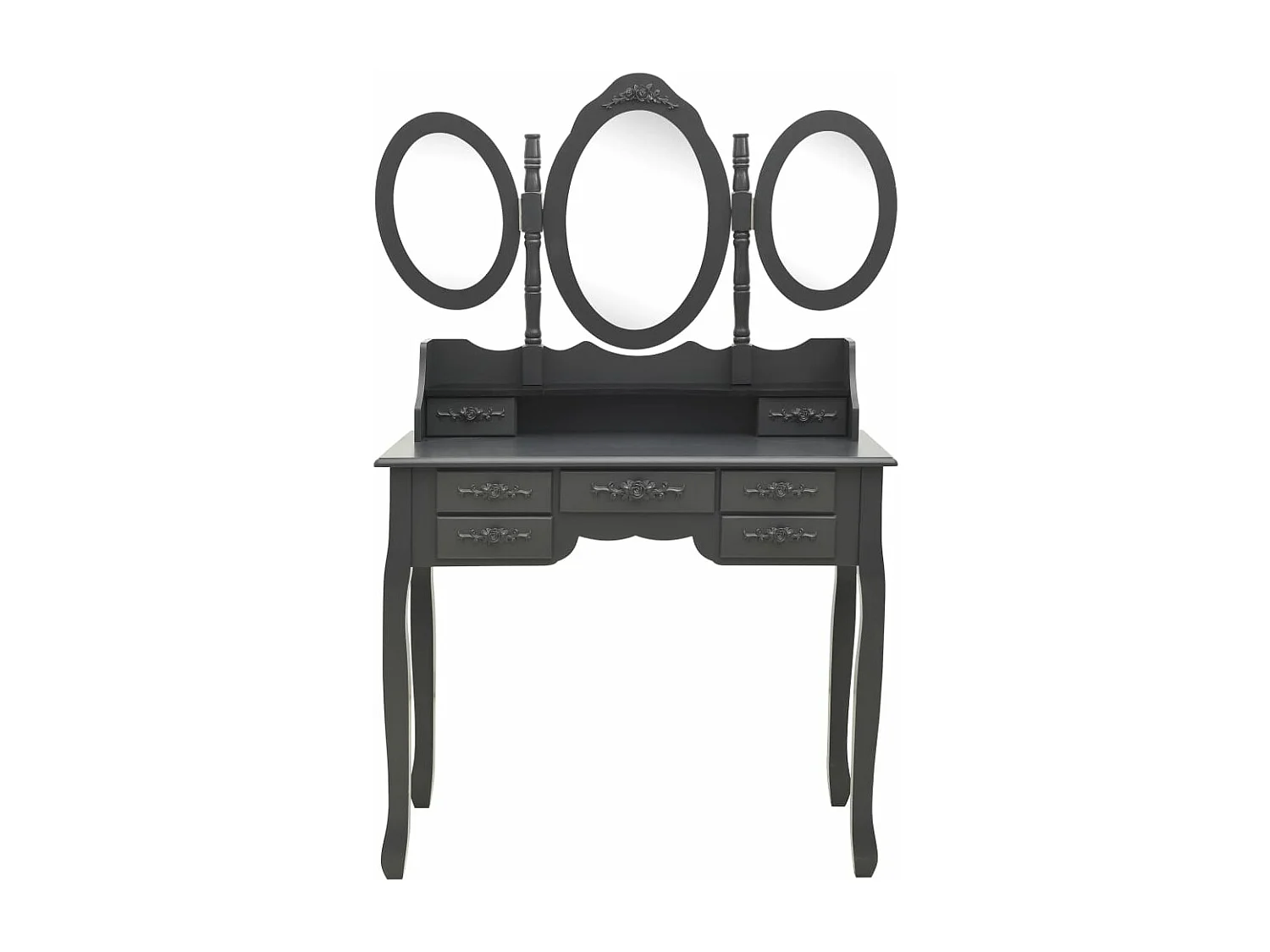 Coiffeuse avec tabouret et miroir pliable en 3 Gris