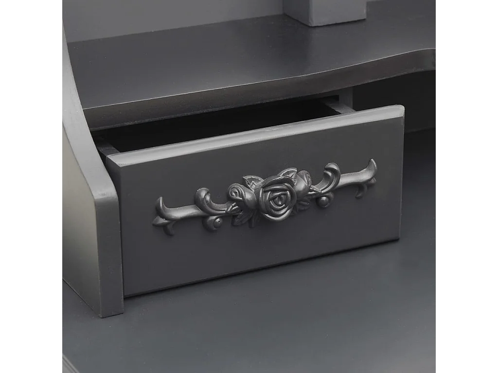 Coiffeuse avec tabouret et miroir pliable en 3 Gris