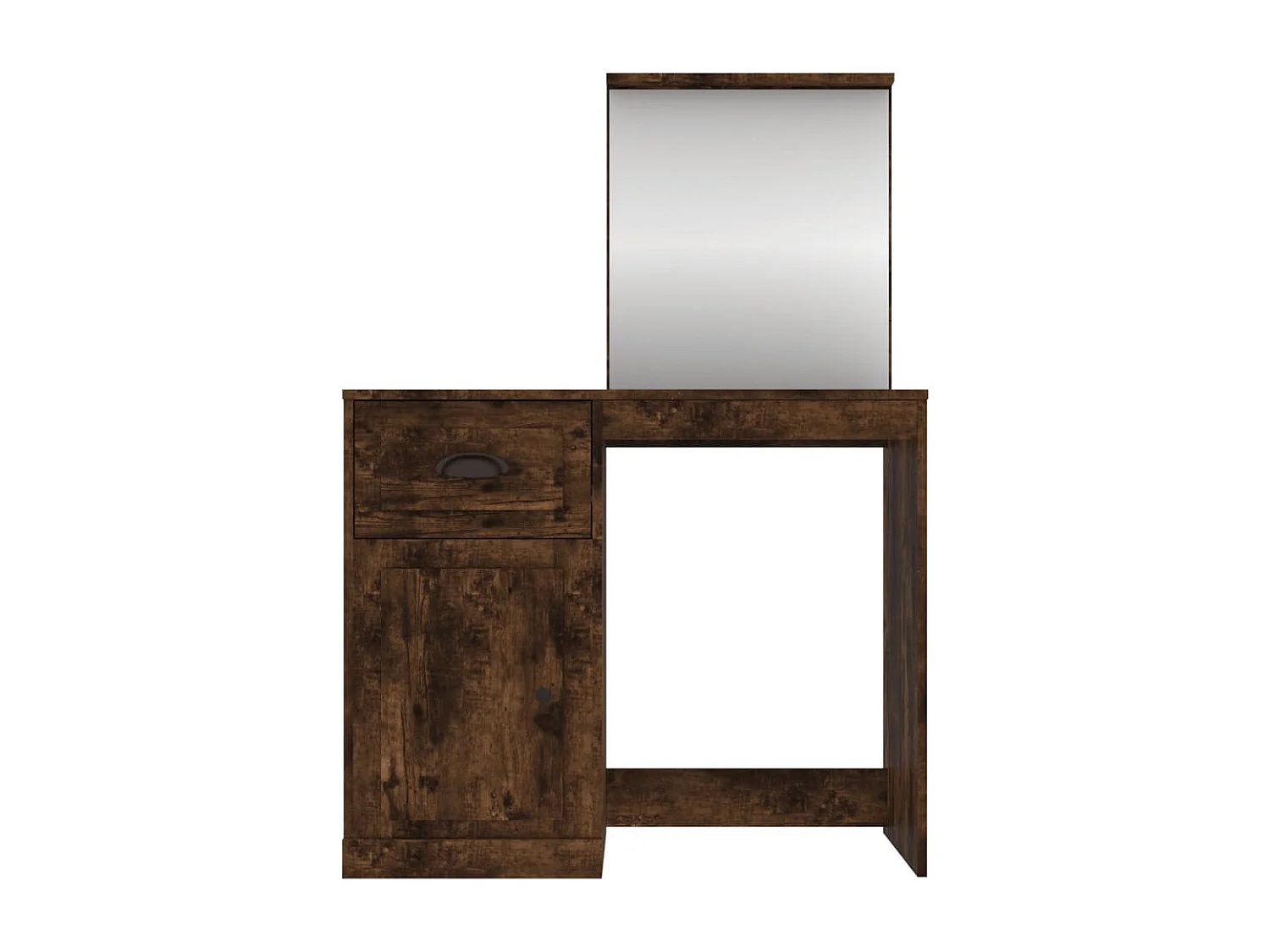 Coiffeuse et miroir chêne fumé 90x50x132,5 cm bois d'ingénierie
