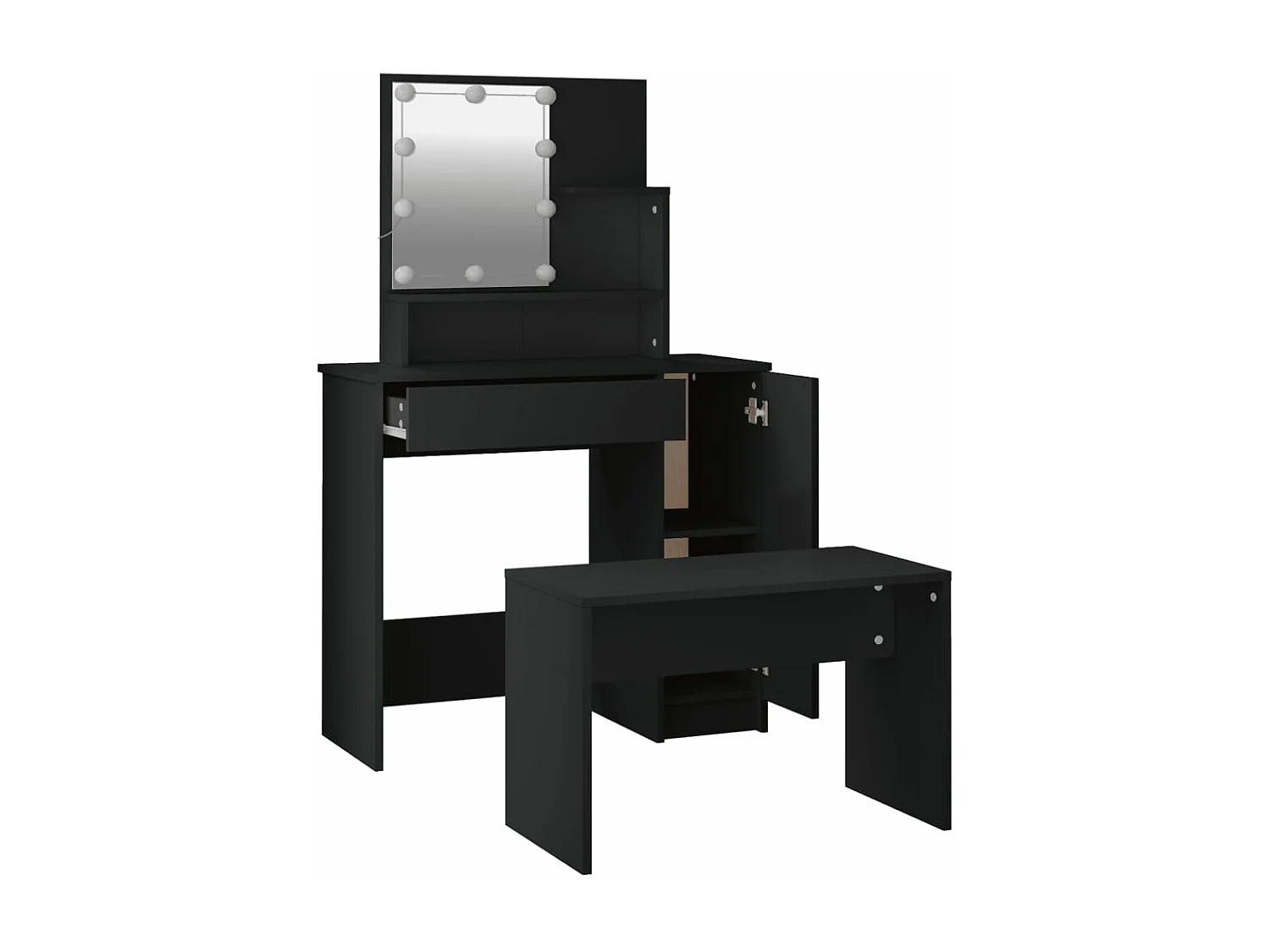 Kaptafelset met LED-zwart bewerkt hout