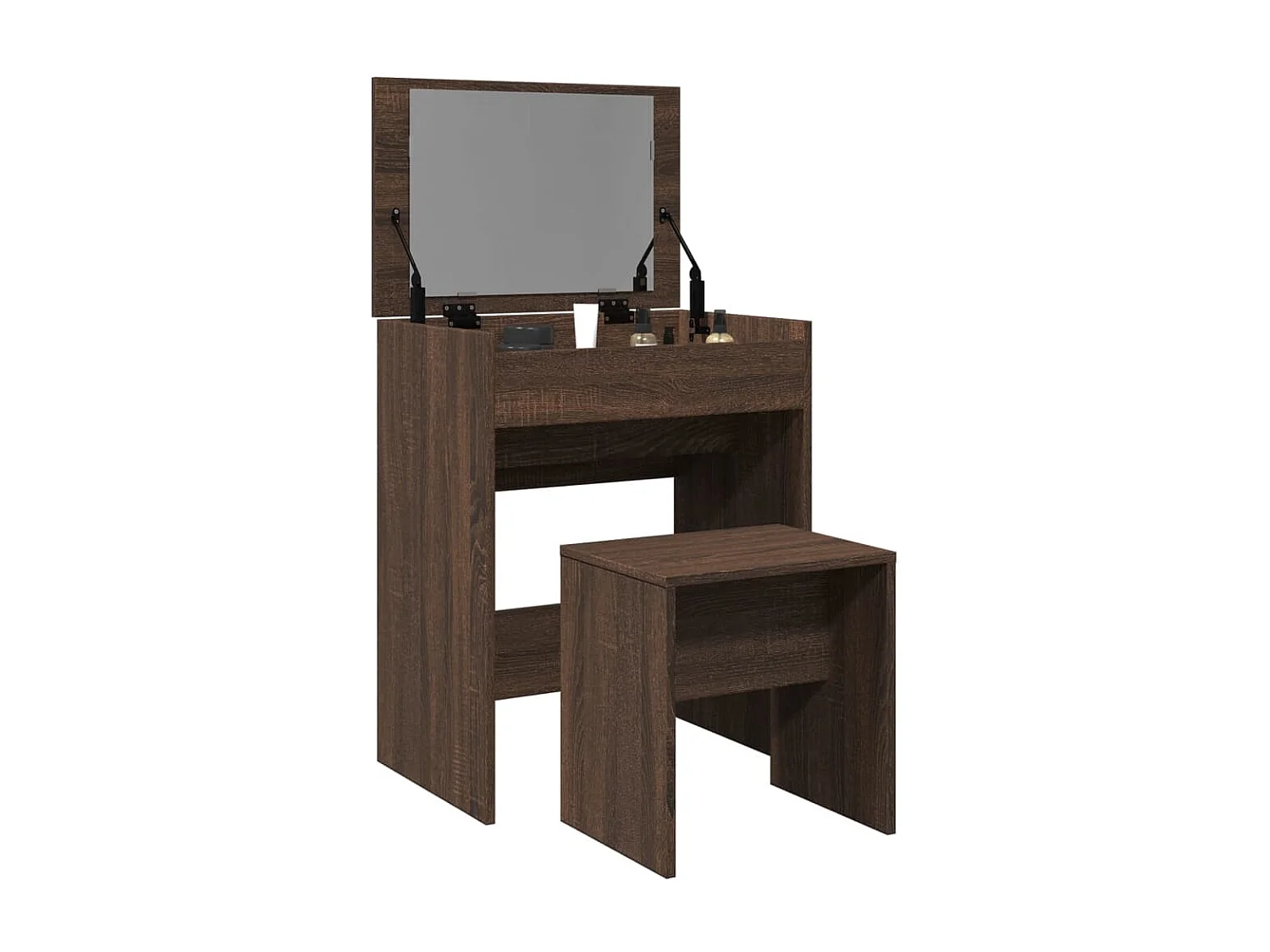 Coiffeuse et tabouret chêne marron 60x40x113,5 cm