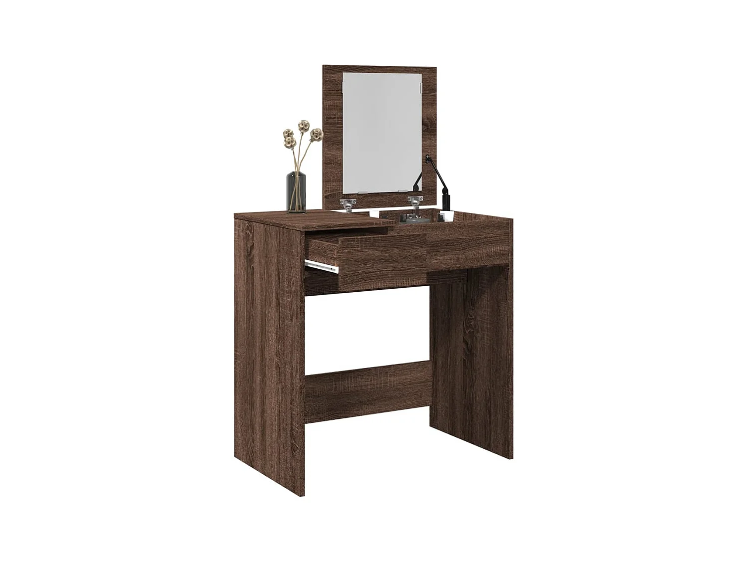 Toletta con specchio in rovere marrone 73x46,5x120 cm
