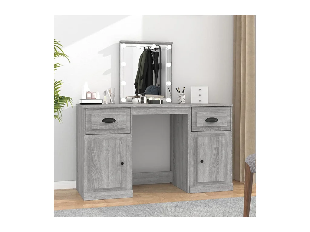 Kaptafel met LED sonoma grijs 130x50x132,5 cm
