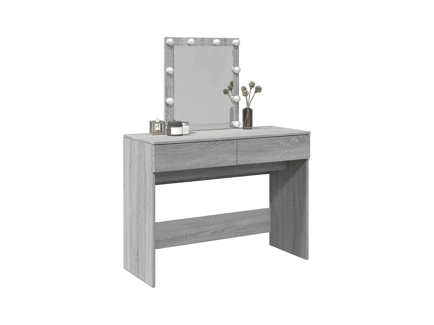 Coiffeuse avec LED sonoma gris 100x40x130 cm