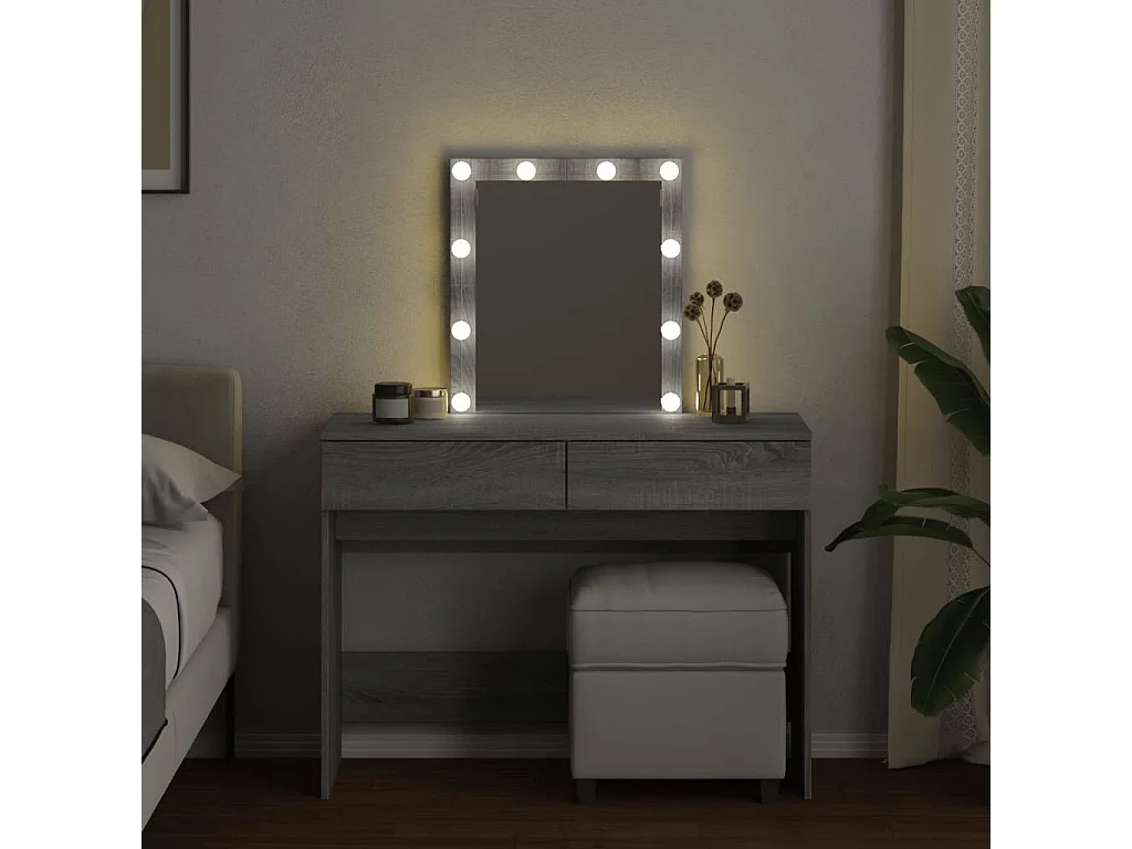 Coiffeuse avec LED sonoma gris 100x40x130 cm