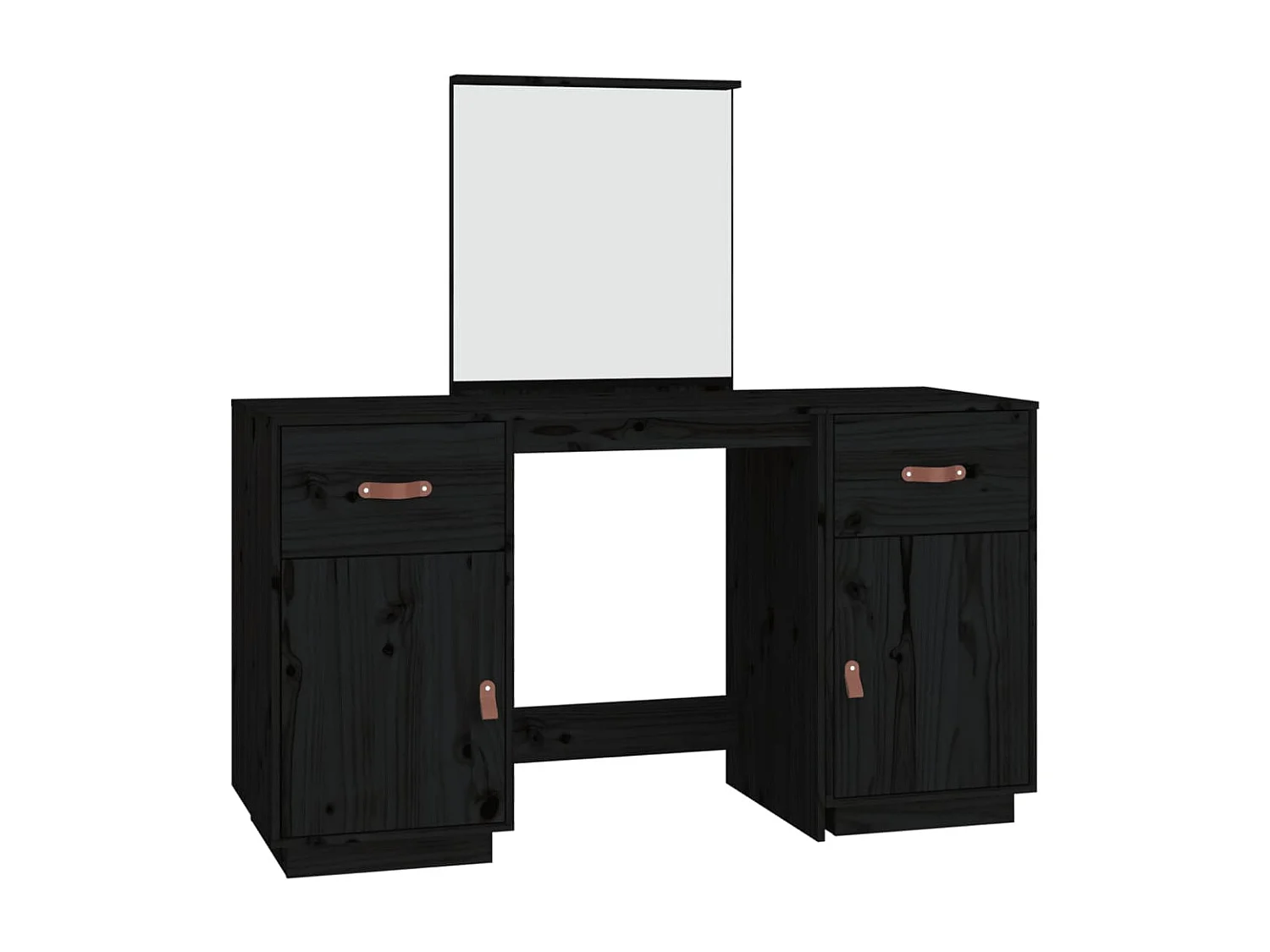 Conjunto de penteadeira com espelho preto em madeira maciça de pinho