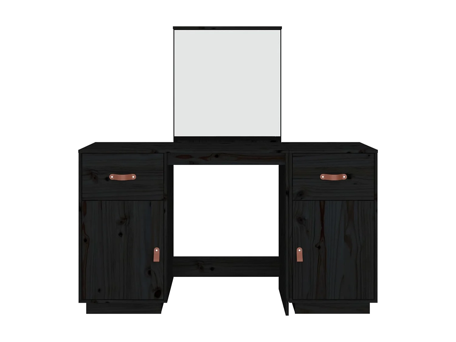 Conjunto de penteadeira com espelho preto em madeira maciça de pinho