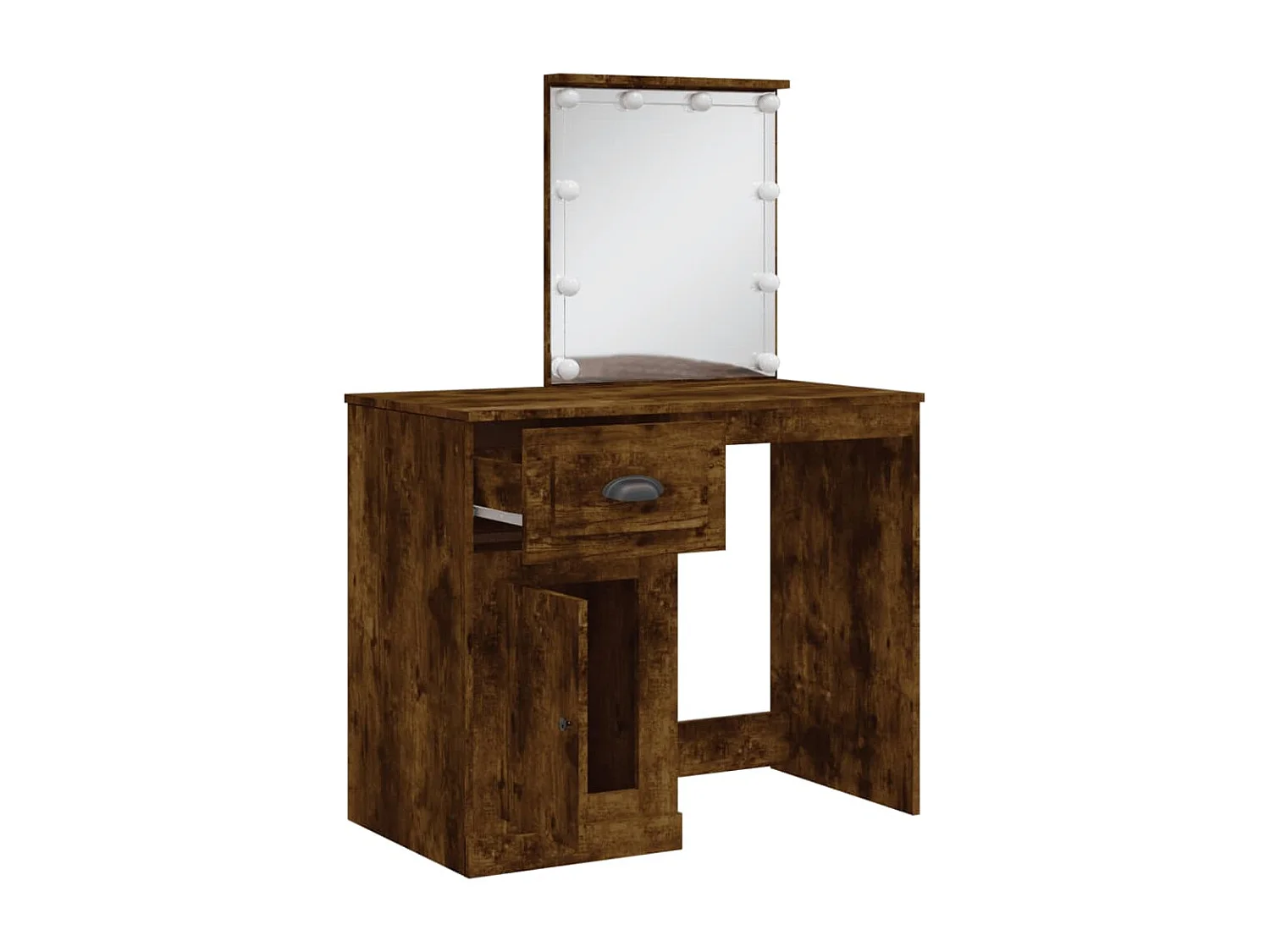 Toilette con luci LED rovere affumicato 90x42x132,5 cm