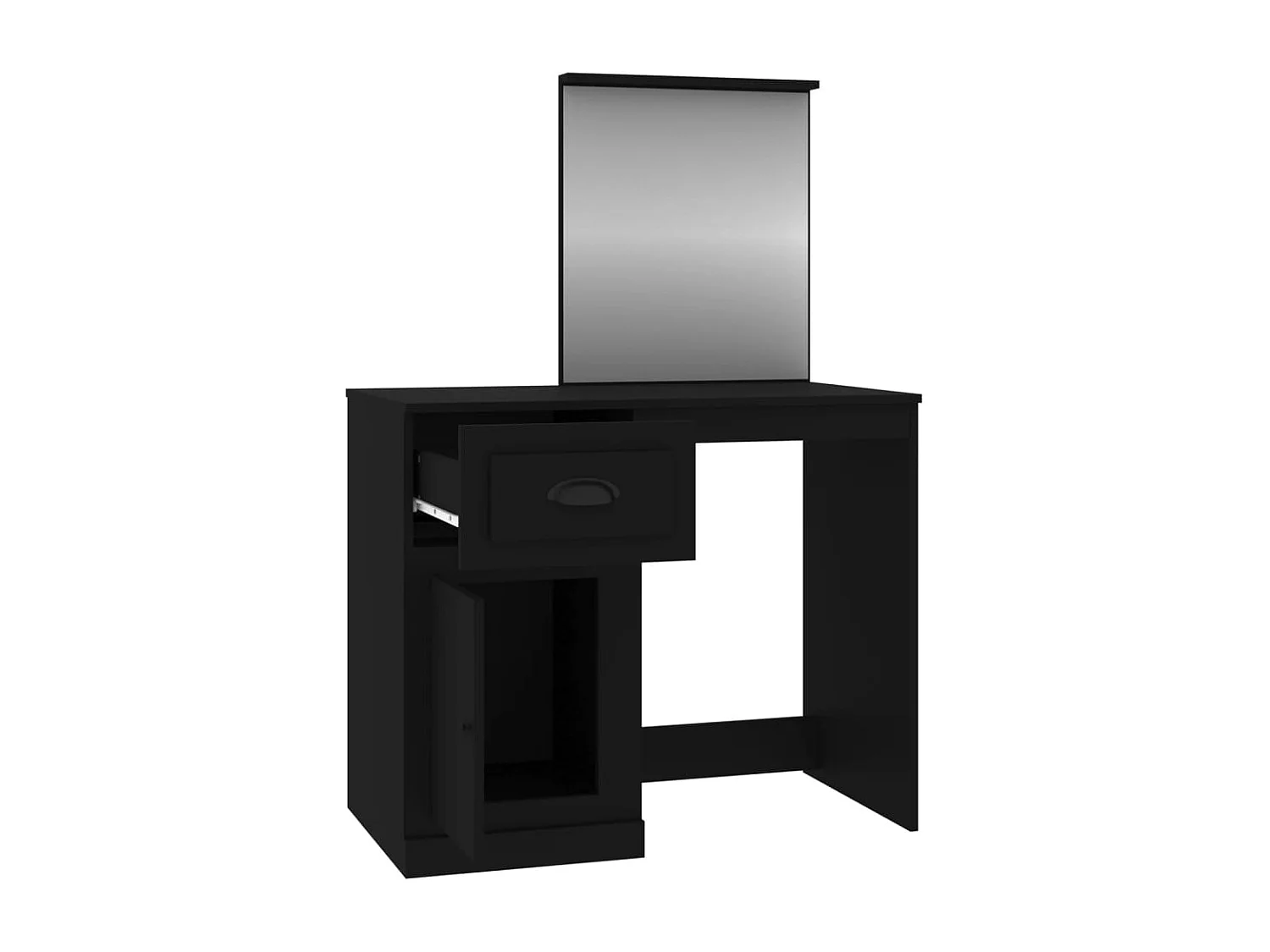 Coiffeuse avec miroir noir 90x50x132,5 cm bois d'ingénierie