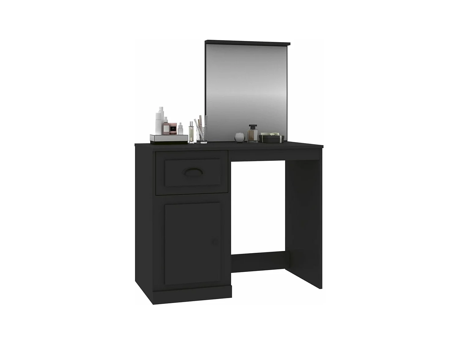 Coiffeuse avec miroir noir 90x50x132,5 cm bois d'ingénierie