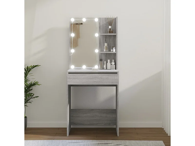 Coiffeuse avec LED sonoma gris 60x40x140 cm