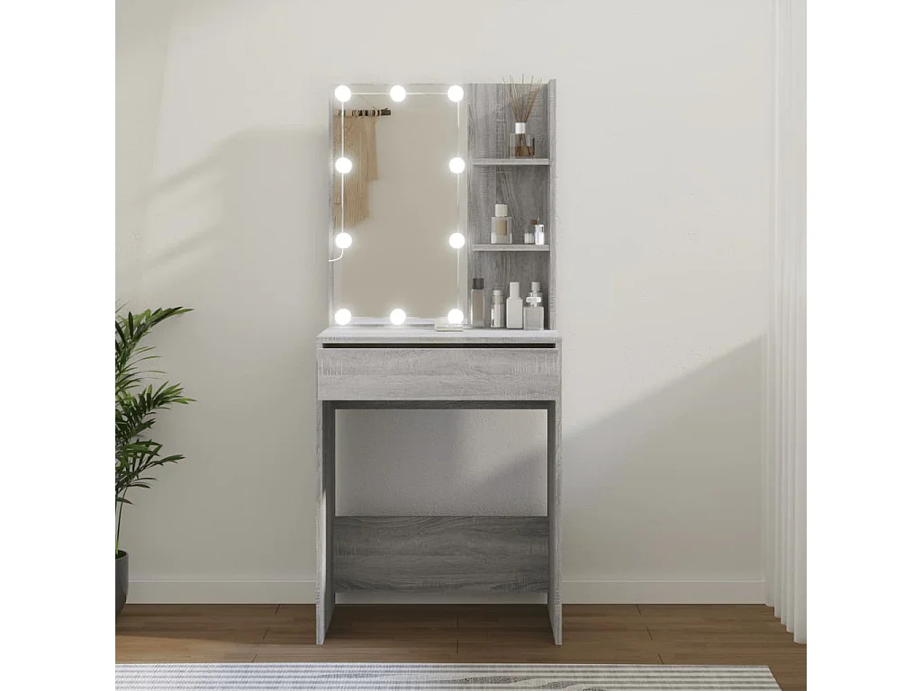 Coiffeuse avec LED sonoma gris 60x40x140 cm