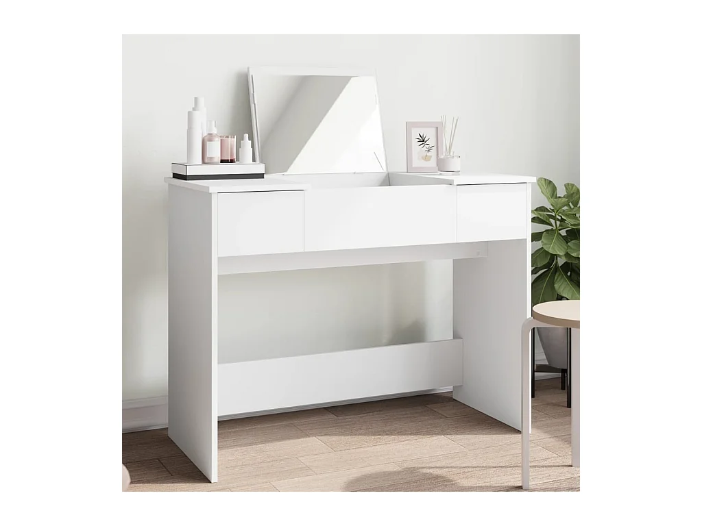 Toeletta con specchio bianco 100x45x76 cm