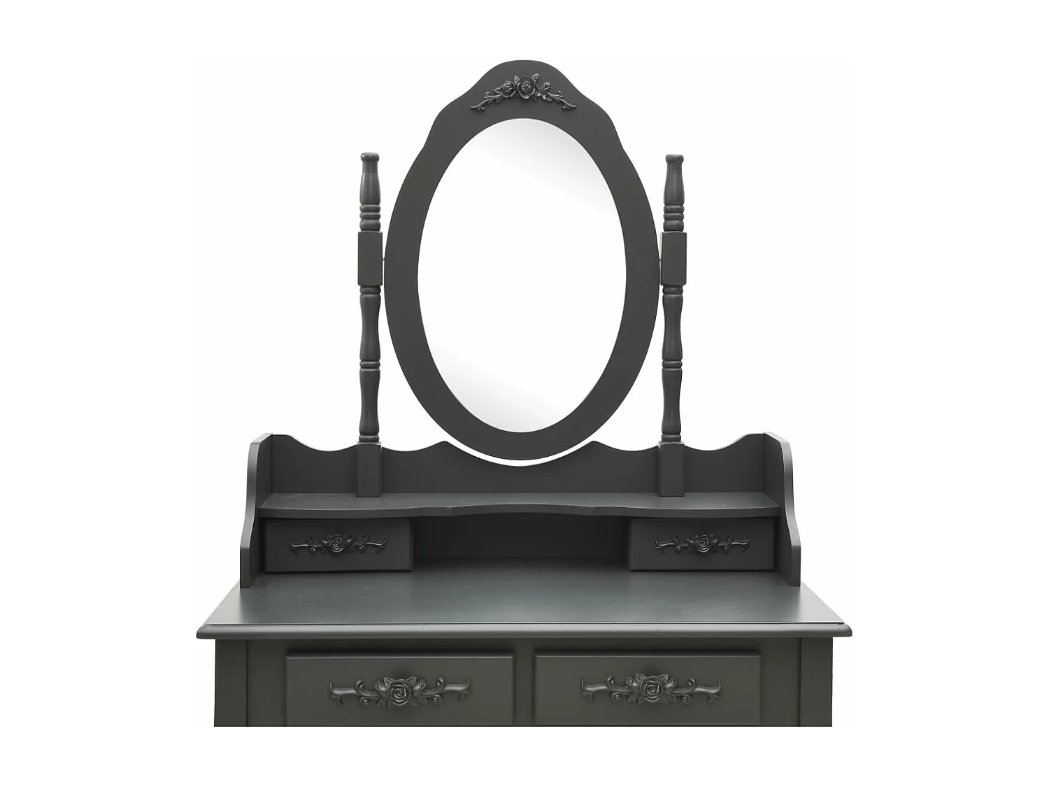 Ensemble de coiffeuse avec tabouret Gris 75x69x140 cm Paulownia