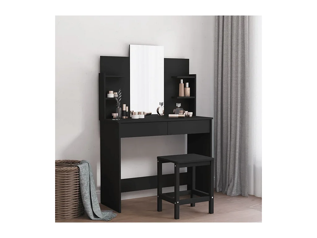 Kaptafel met zwarte spiegel 96x39x142 cm