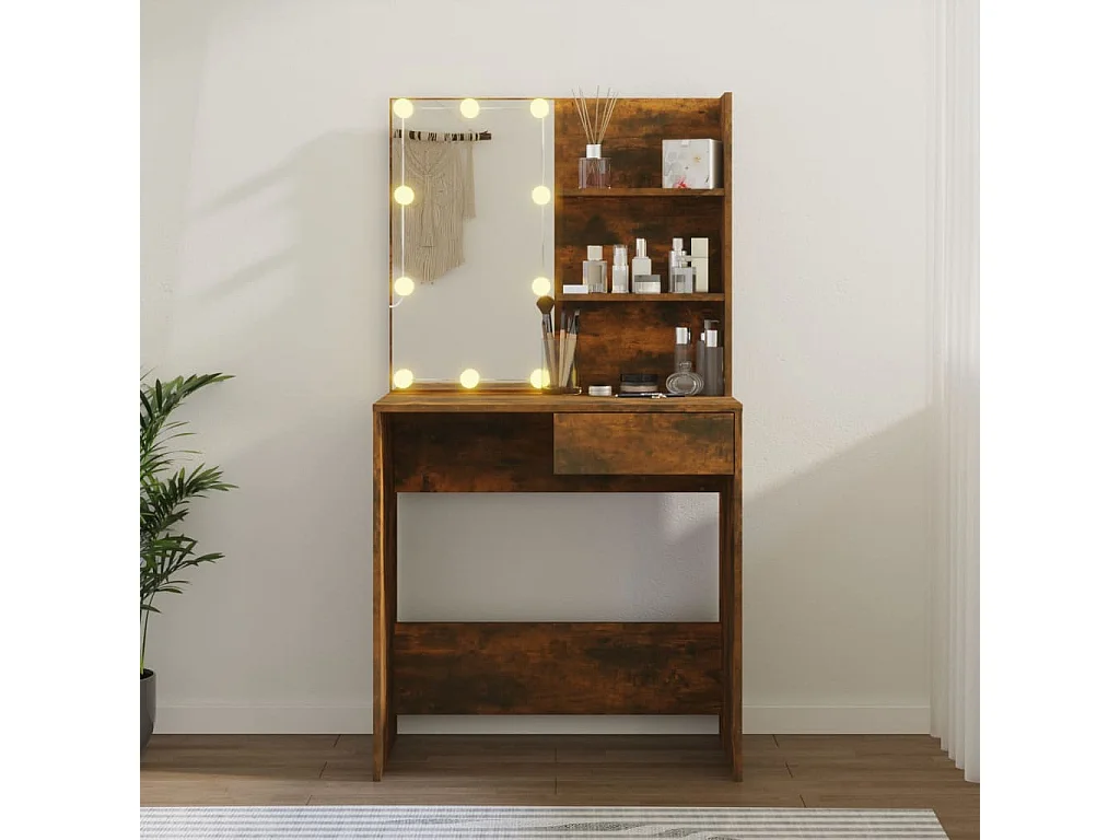 Coiffeuse avec LED Chêne marron 74,5x40x141 cm