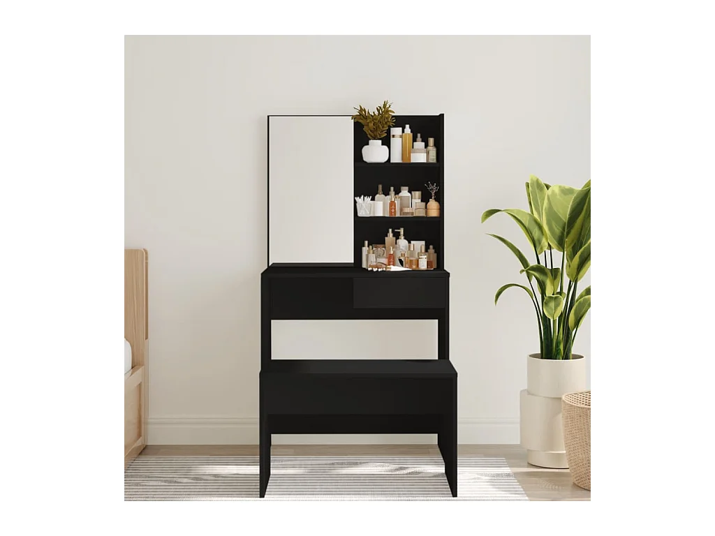 Coiffeuse avec miroir noir 74,5x40x141 cm