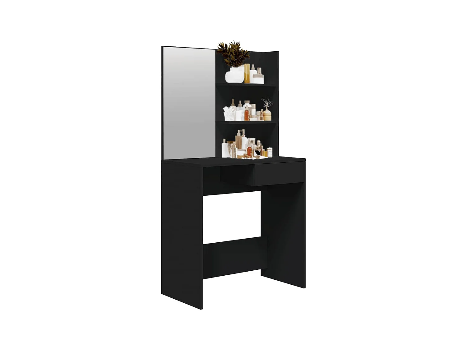 Coiffeuse avec miroir noir 74,5x40x141 cm