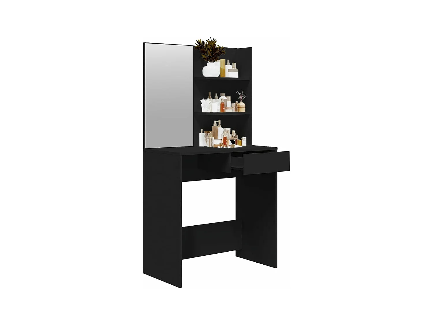Coiffeuse avec miroir noir 74,5x40x141 cm