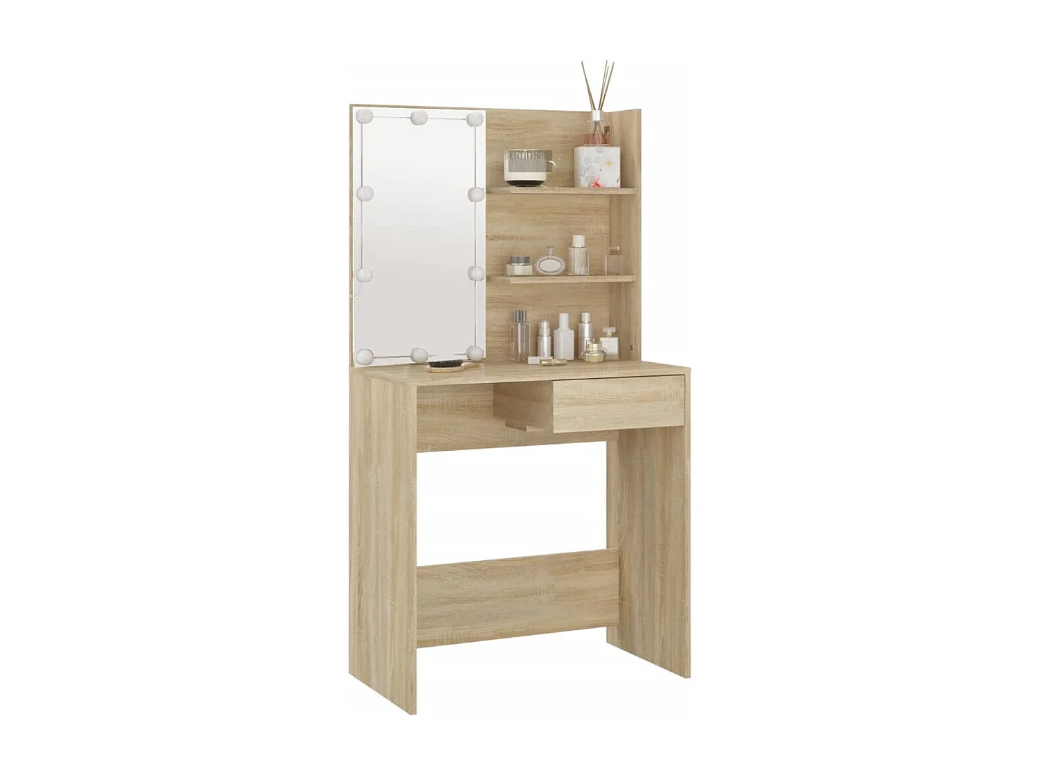 Coiffeuse avec LED chêne sonoma 74,5x40x141cm bois d'ingénierie
