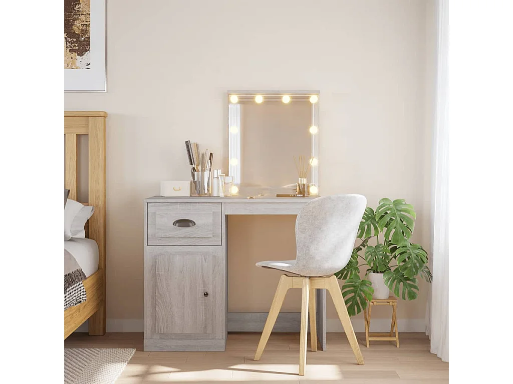 Toletta con luci LED sonoma grigio 90x42x132,5 cm