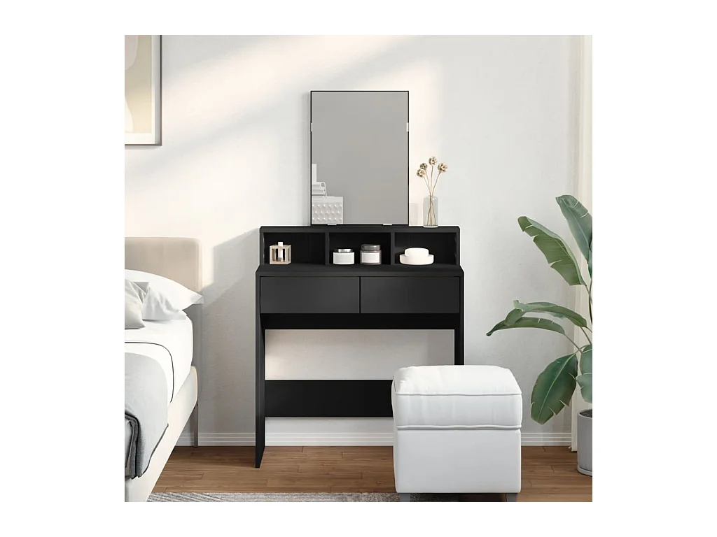 Coiffeuse avec miroir noir 80x41x144,5 cm