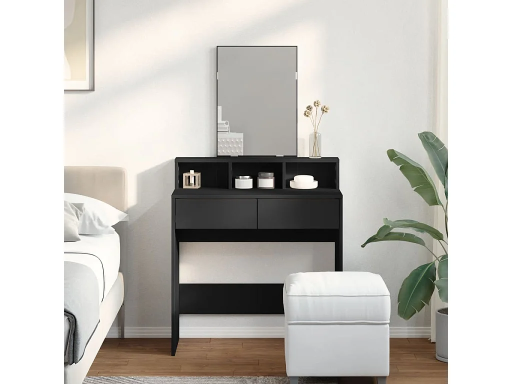 Coiffeuse avec miroir noir 80x41x144,5 cm