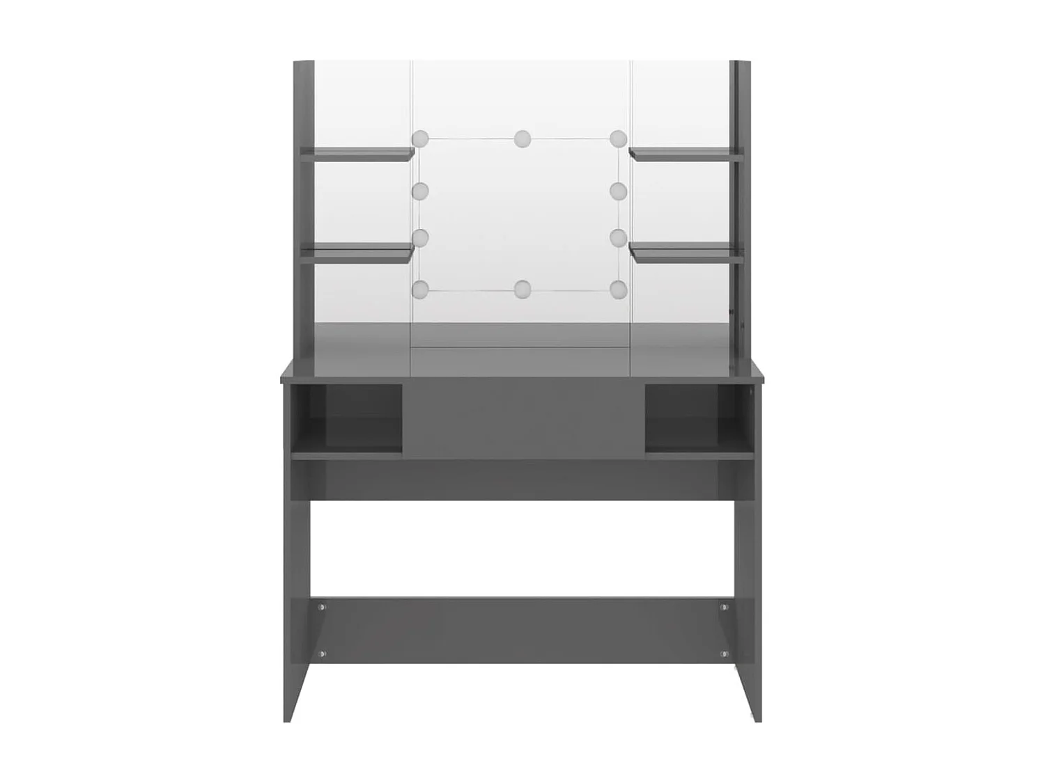 Table de maquillage avec éclairage LED MDF Gris brillant