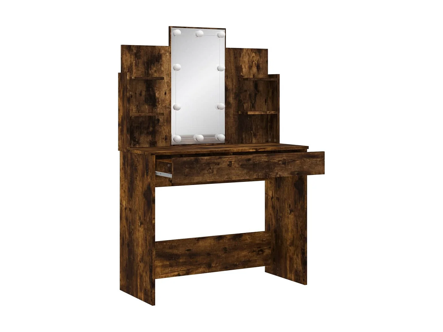 Toilette con luci LED rovere affumicato 96x40x142 cm