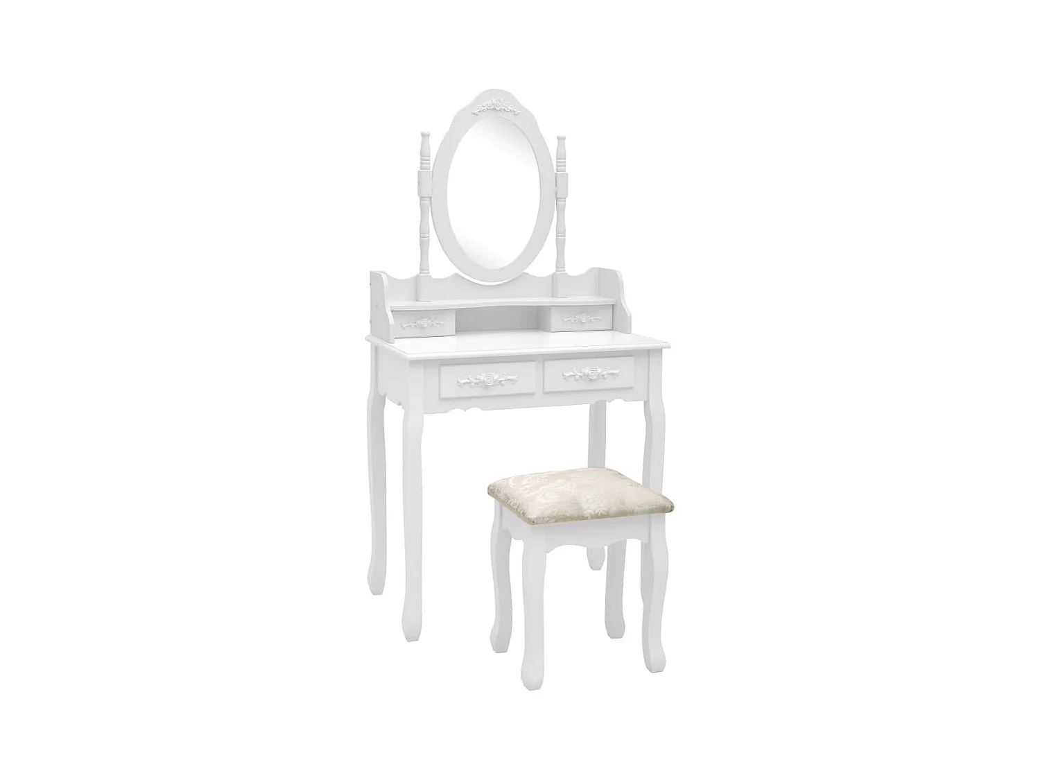 Ensemble de coiffeuse avec tabouret Blanc 75x69x140cm Paulownia