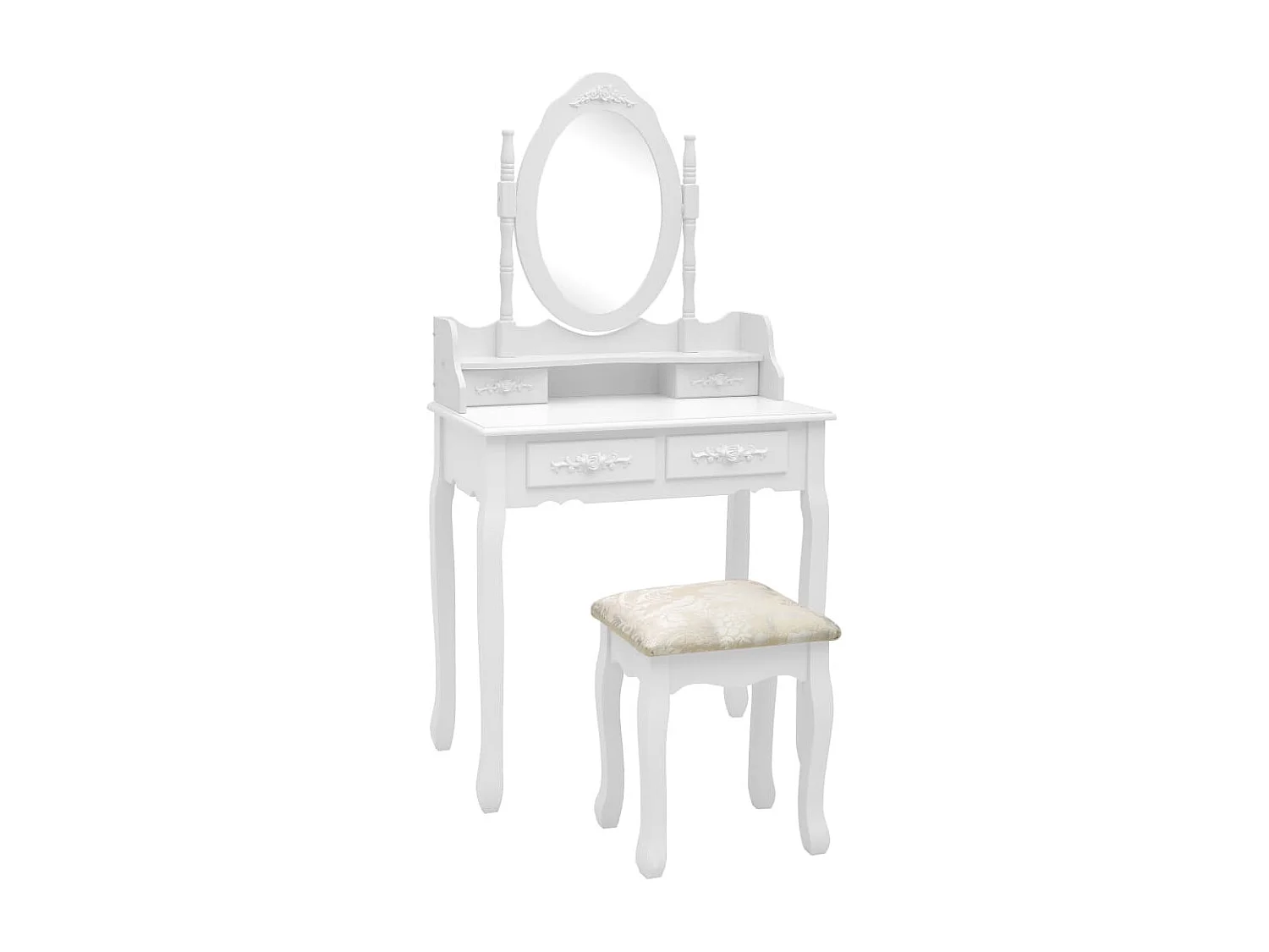 Ensemble de coiffeuse avec tabouret Blanc 75x69x140cm Paulownia