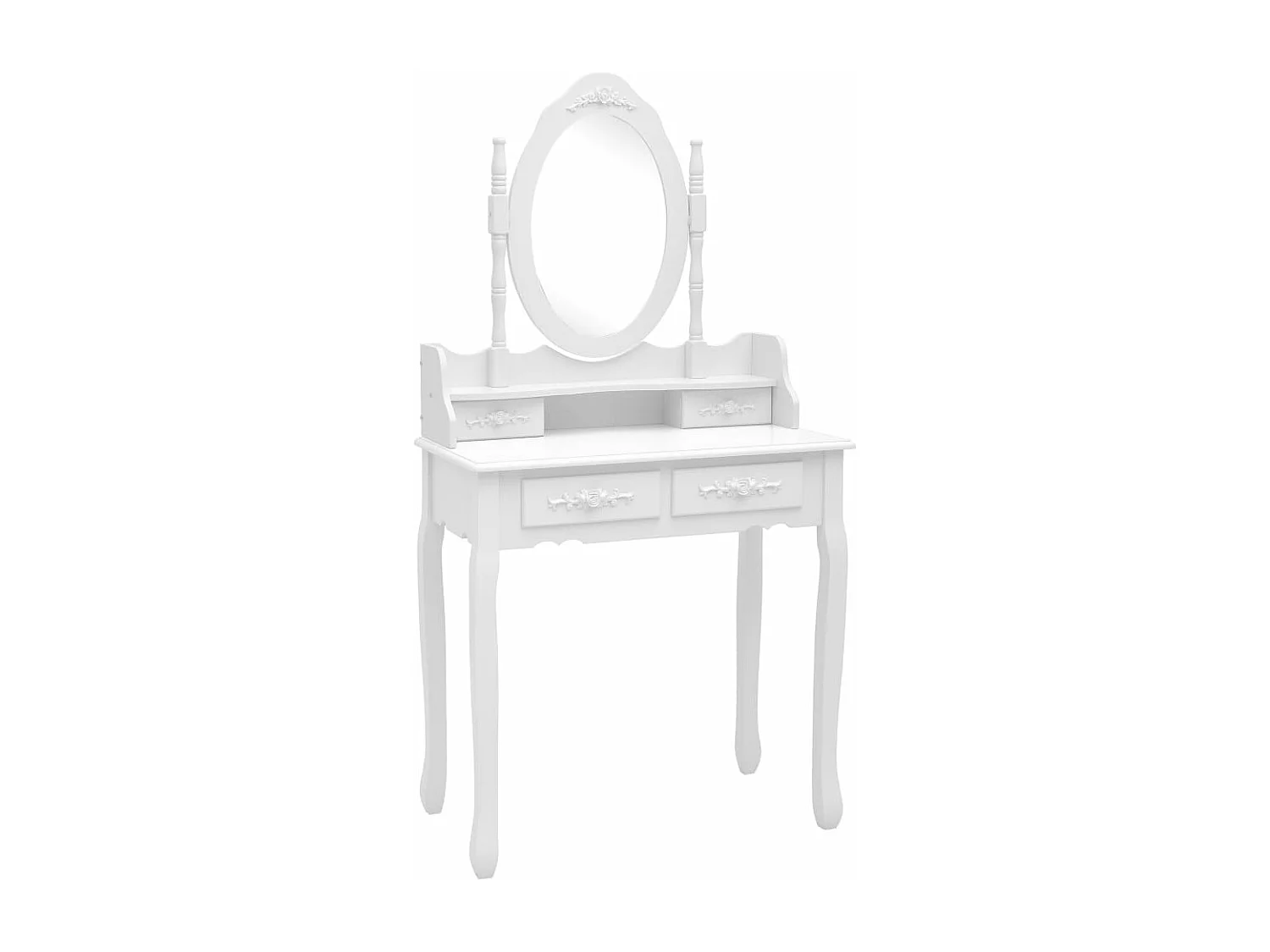 Ensemble de coiffeuse avec tabouret Blanc 75x69x140cm Paulownia