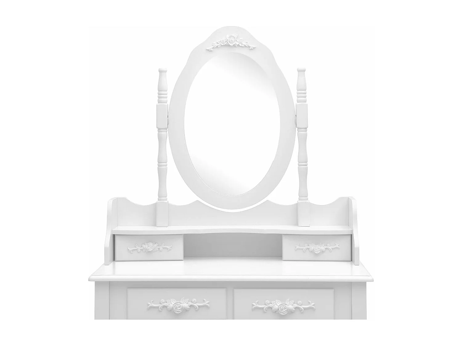 Ensemble de coiffeuse avec tabouret Blanc 75x69x140cm Paulownia