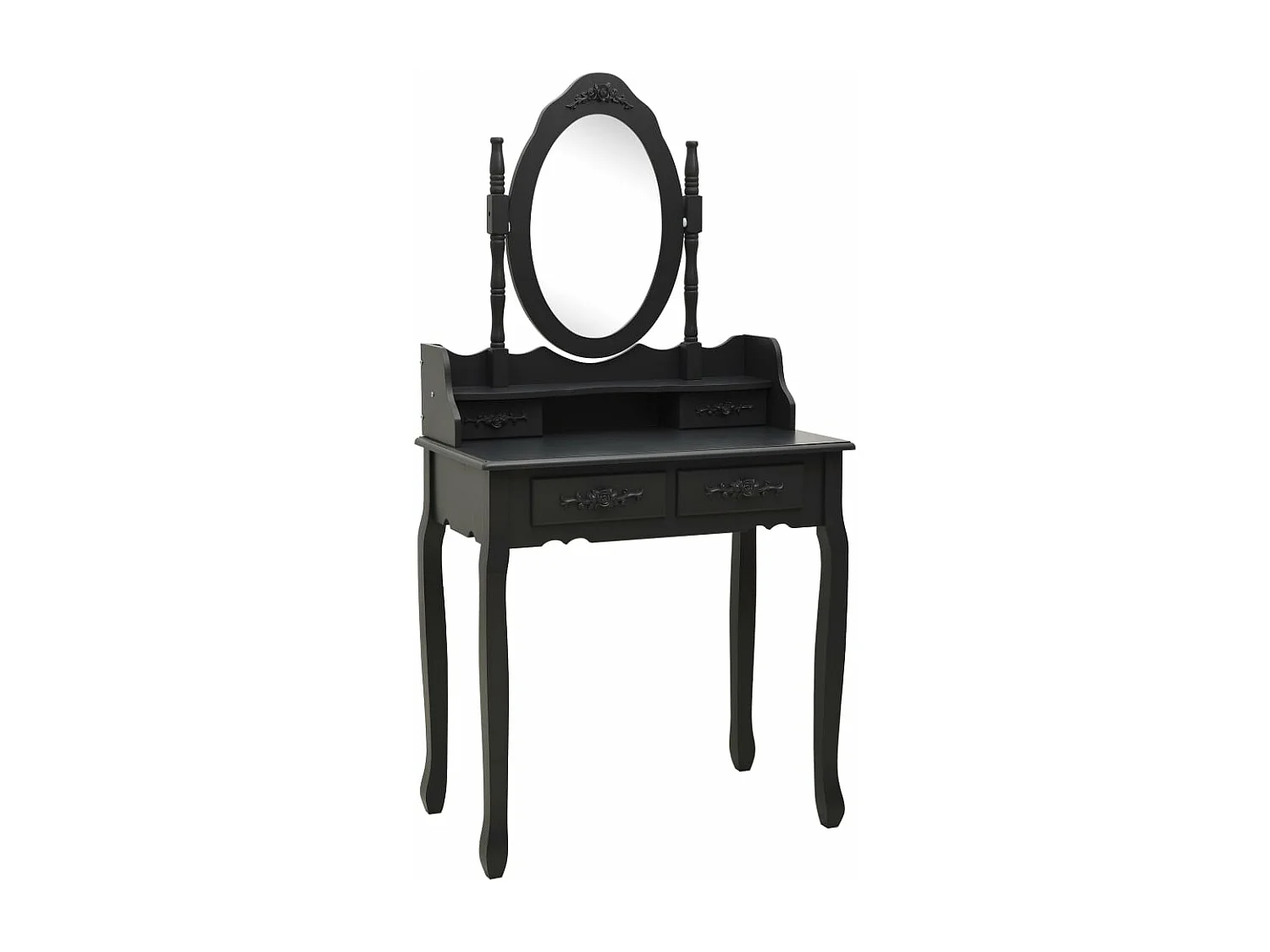 Ensemble de coiffeuse avec tabouret Noir 75x69x140 cm Paulownia