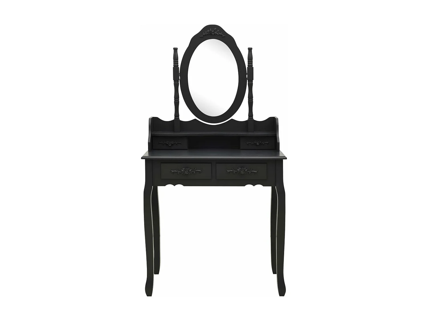 Ensemble de coiffeuse avec tabouret Noir 75x69x140 cm Paulownia