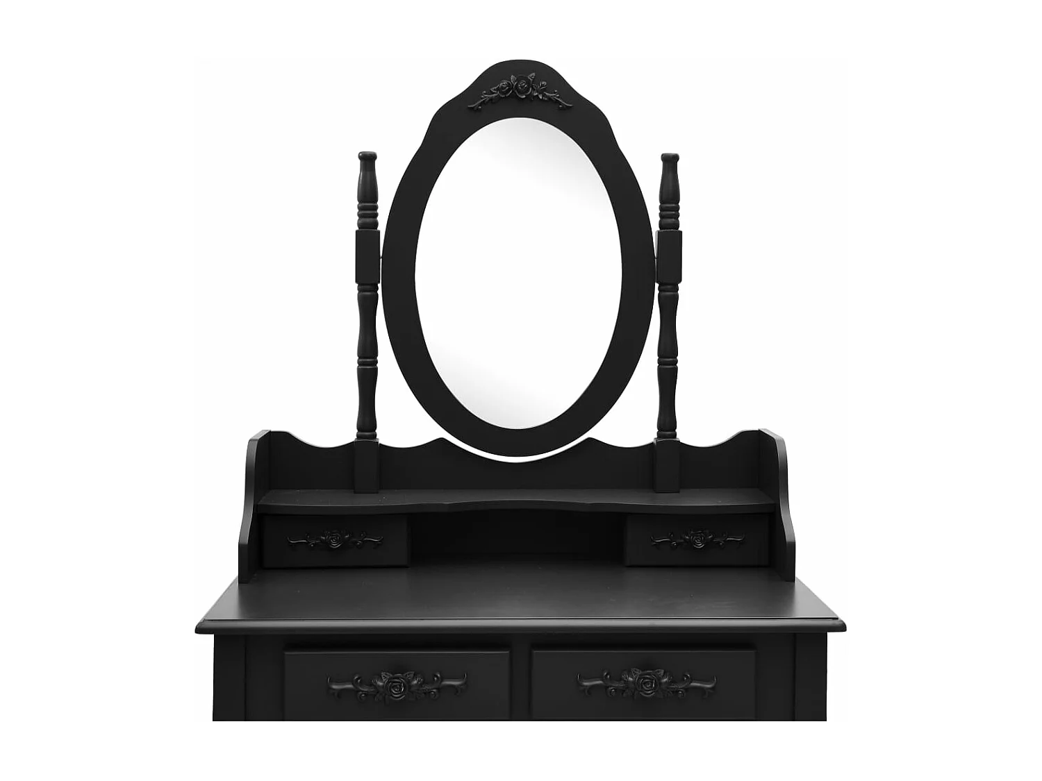 Ensemble de coiffeuse avec tabouret Noir 75x69x140 cm Paulownia