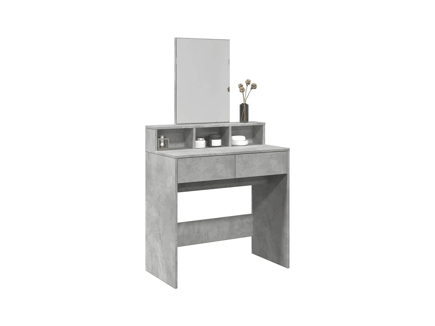 Schminktisch mit betongrauem Spiegel 80x41x144,5 cm