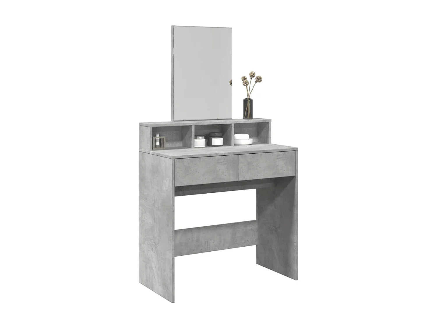 Coiffeuse avec miroir gris béton 80x41x144,5 cm