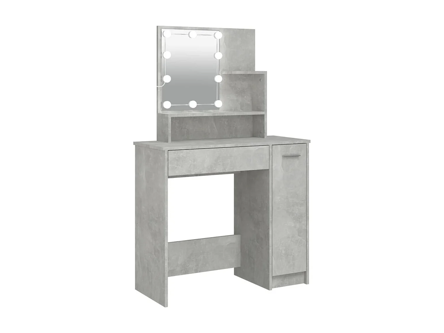 Tocador con LED Gris Hormigón 86,5x35x136 cm