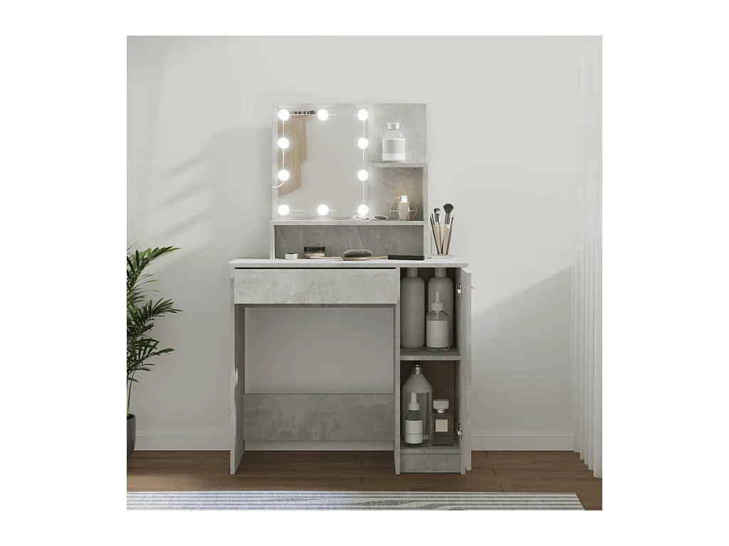 Kaptafel met LED Betongrijs 86,5x35x136 cm