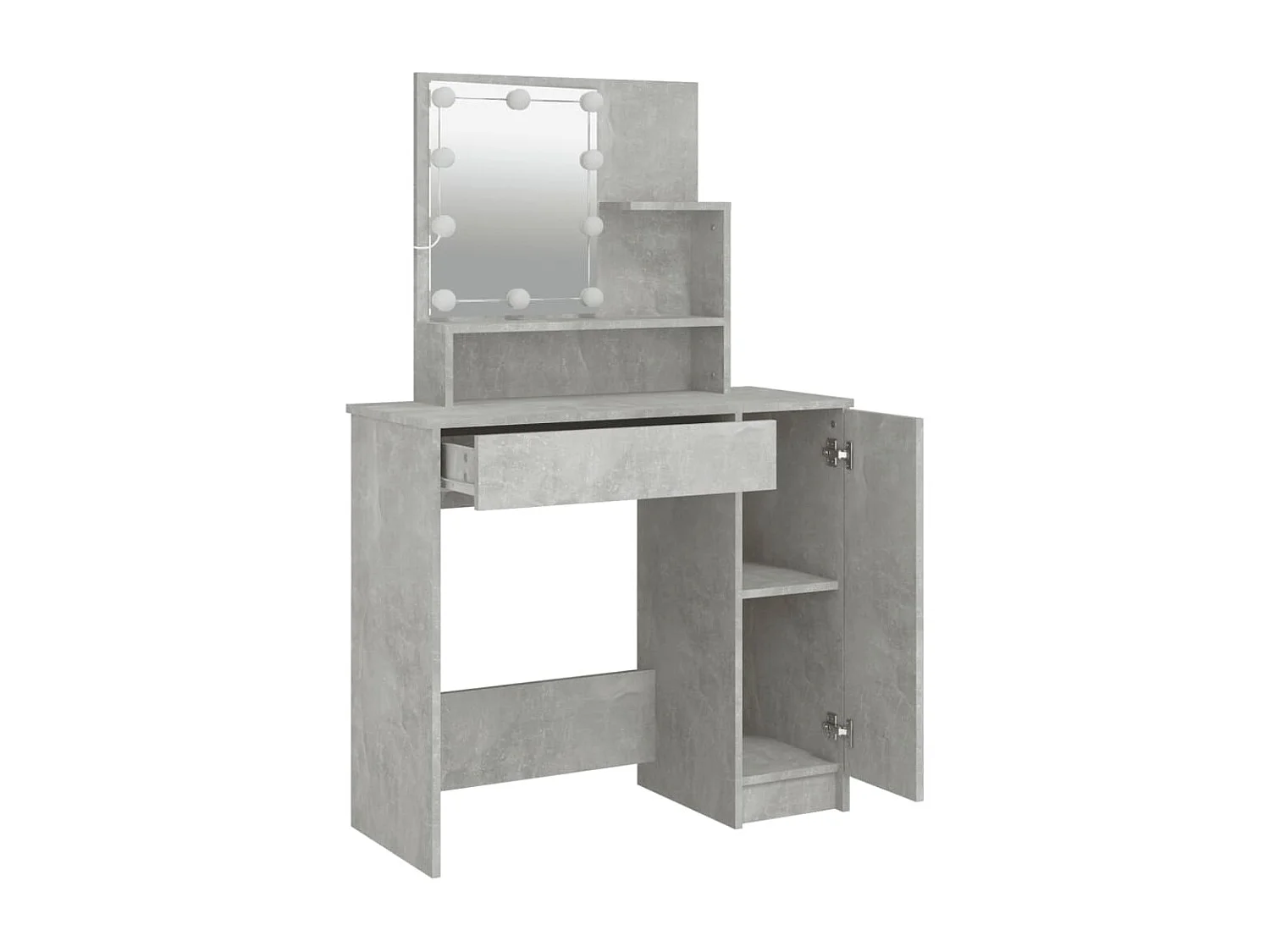 Schminktisch mit LED Betongrau 86,5x35x136 cm