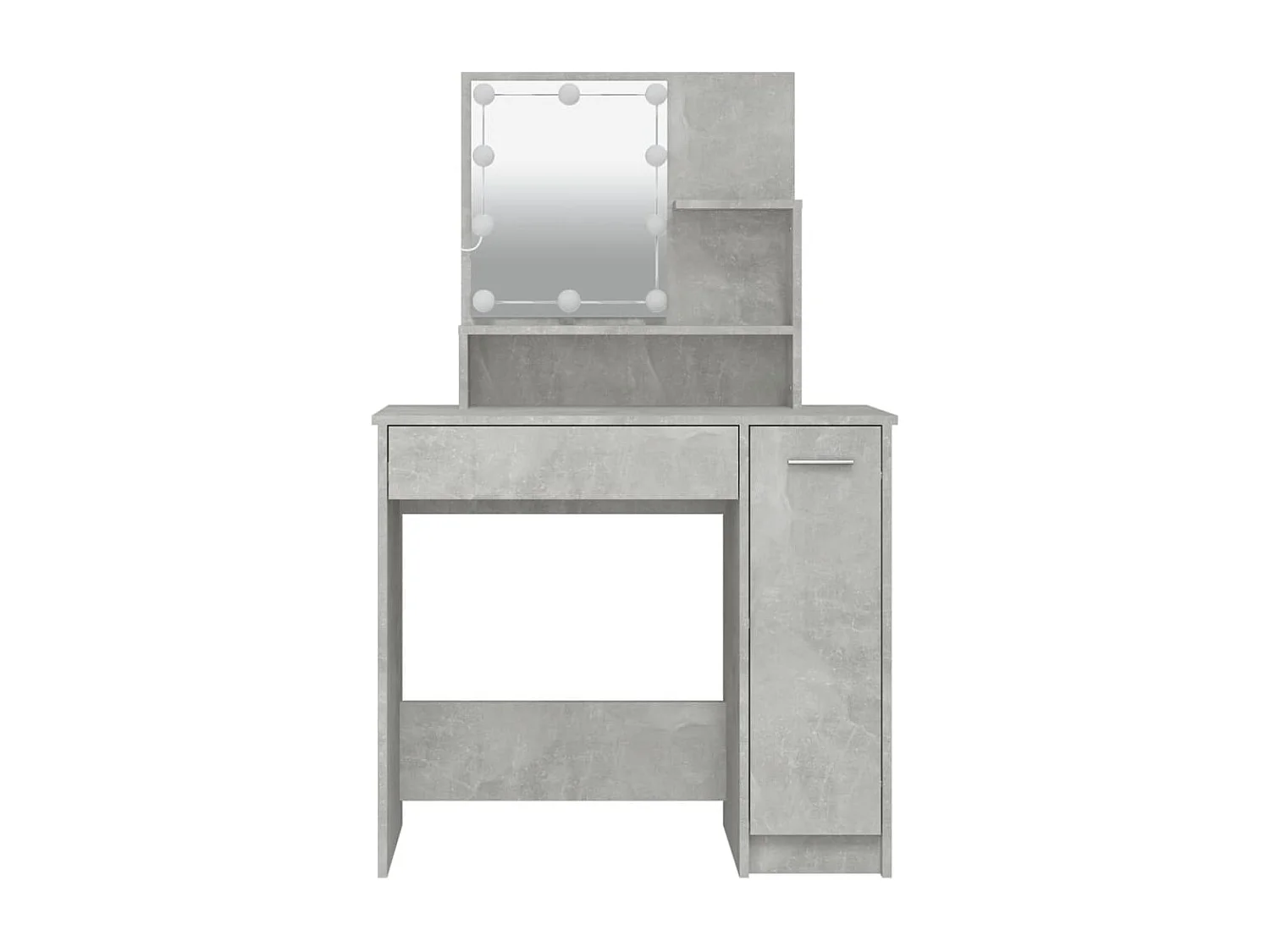 Schminktisch mit LED Betongrau 86,5x35x136 cm